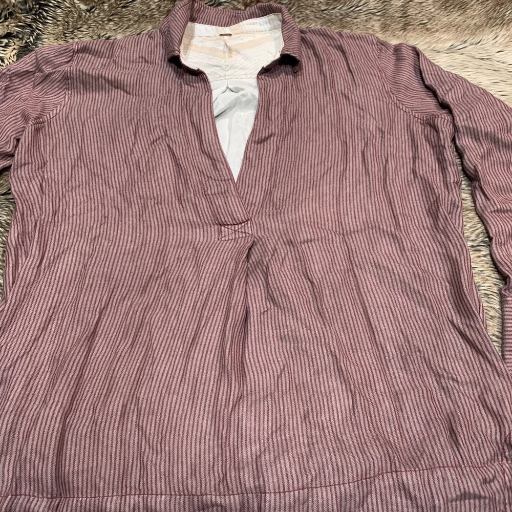 Free People On The Road Stripe Tunic Cranberry Combo Medium OB476015